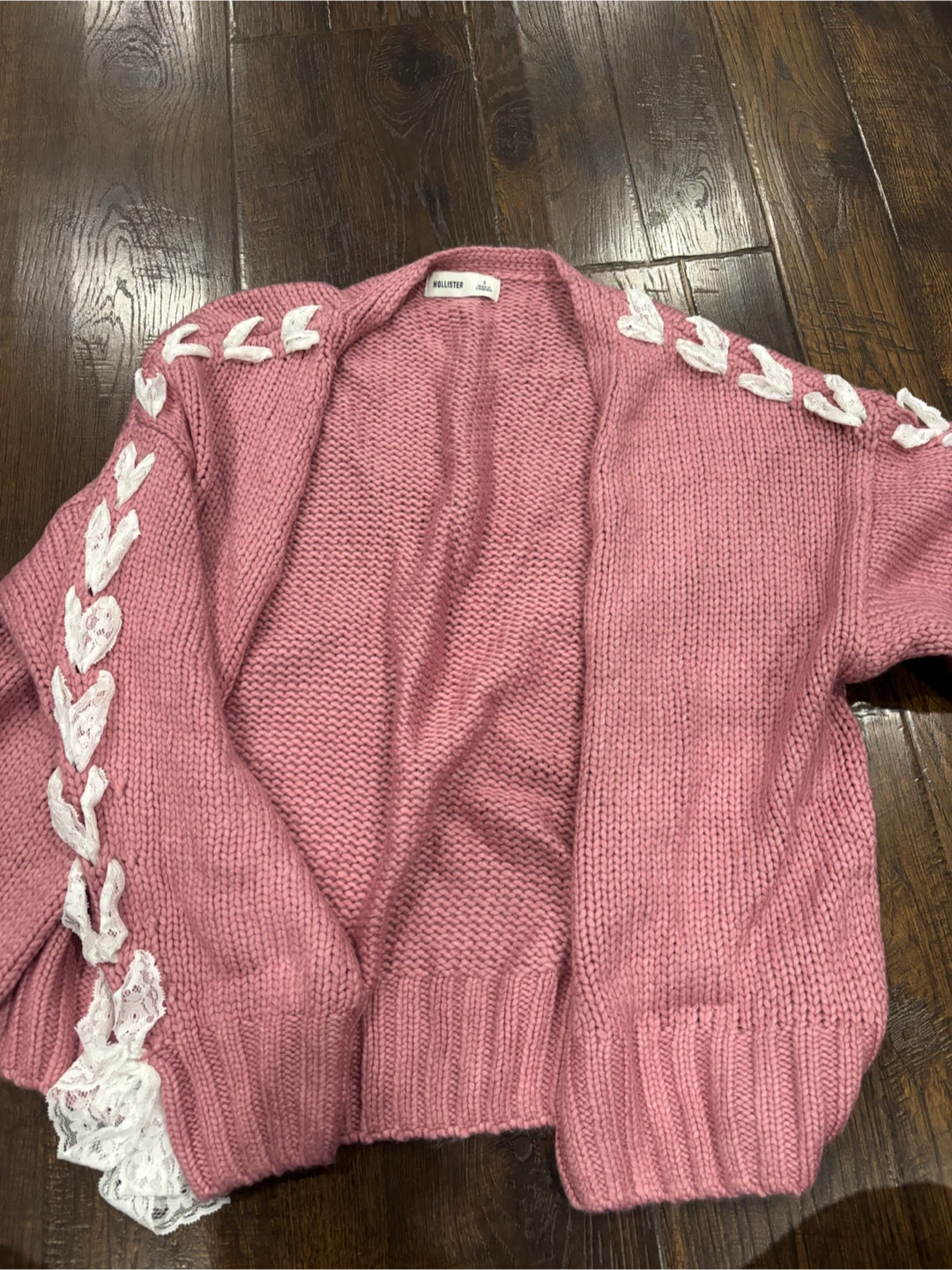Hollister pink cardigan with lace detail - photo 2