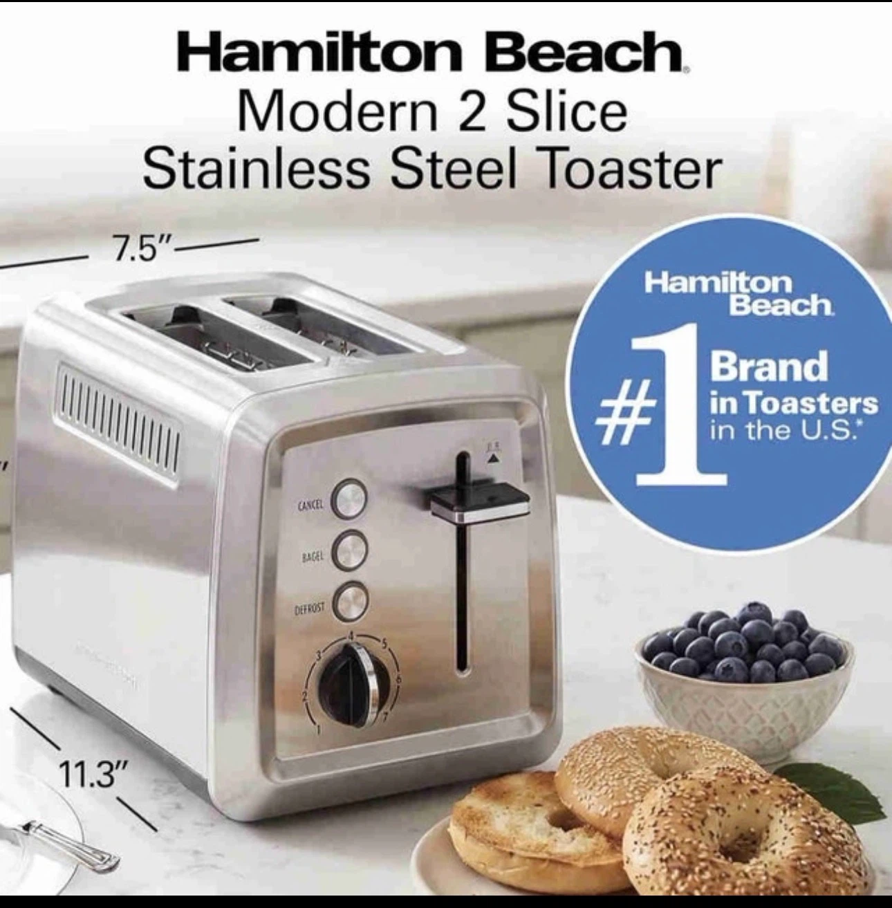Hamilton Beach 2 Slice Stainless Steel Toaster