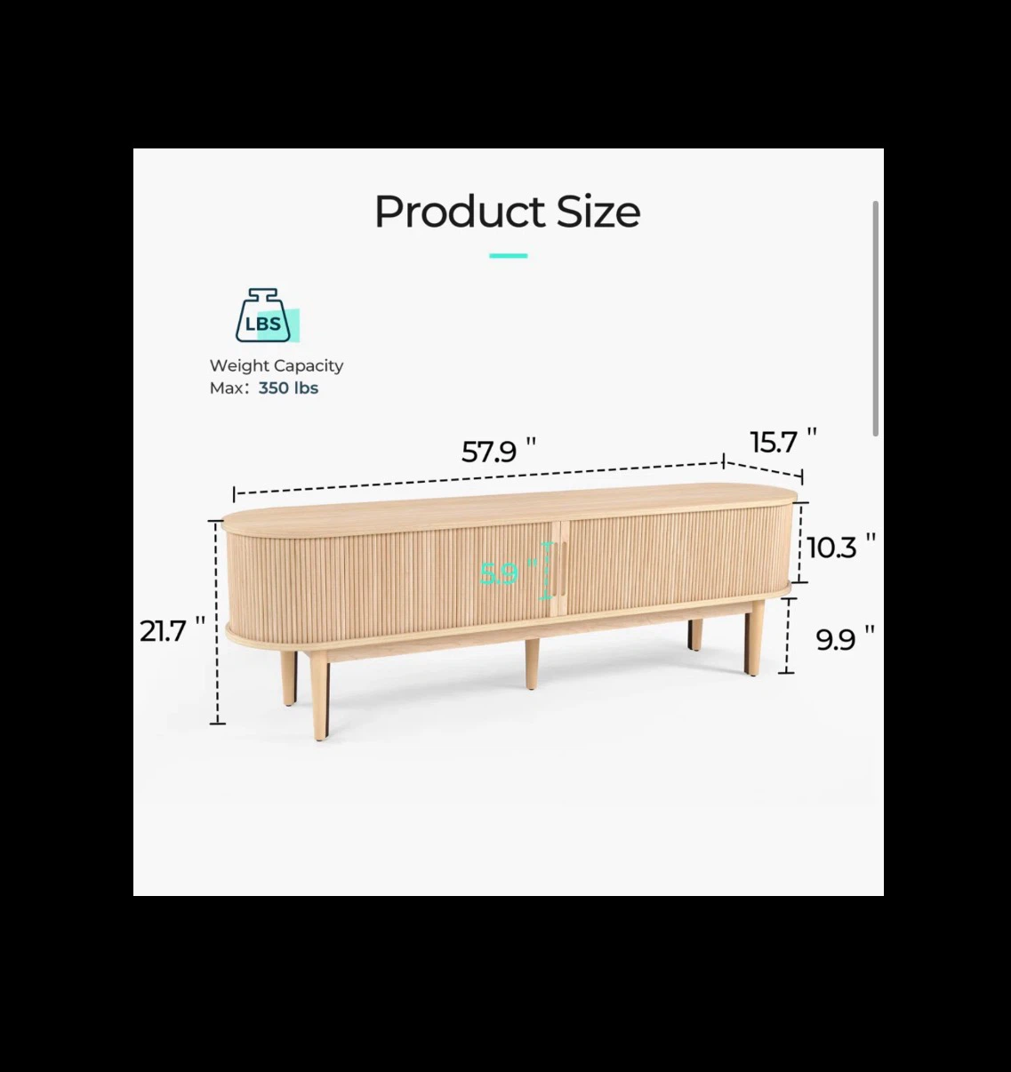 Light Oak Reeded Media Console for TVs up to 65” - photo 5
