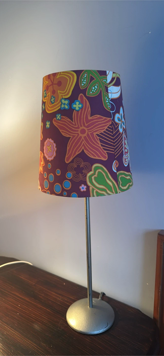 IKEA Table Lamp with Floral Pattern Shade
