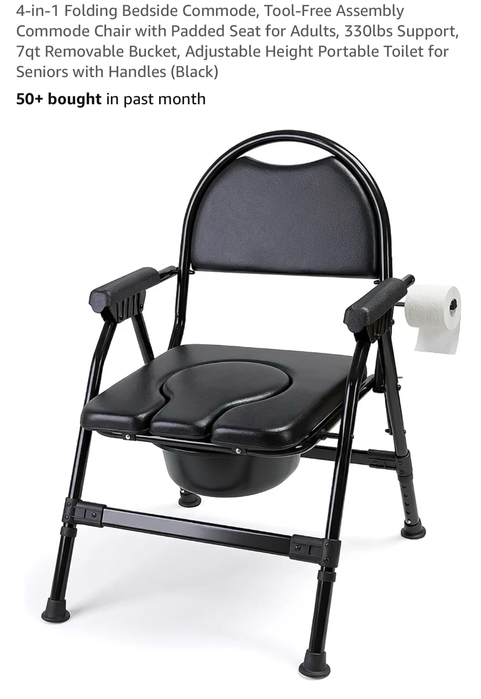 4-in-1 Folding Bedside Commode Chair