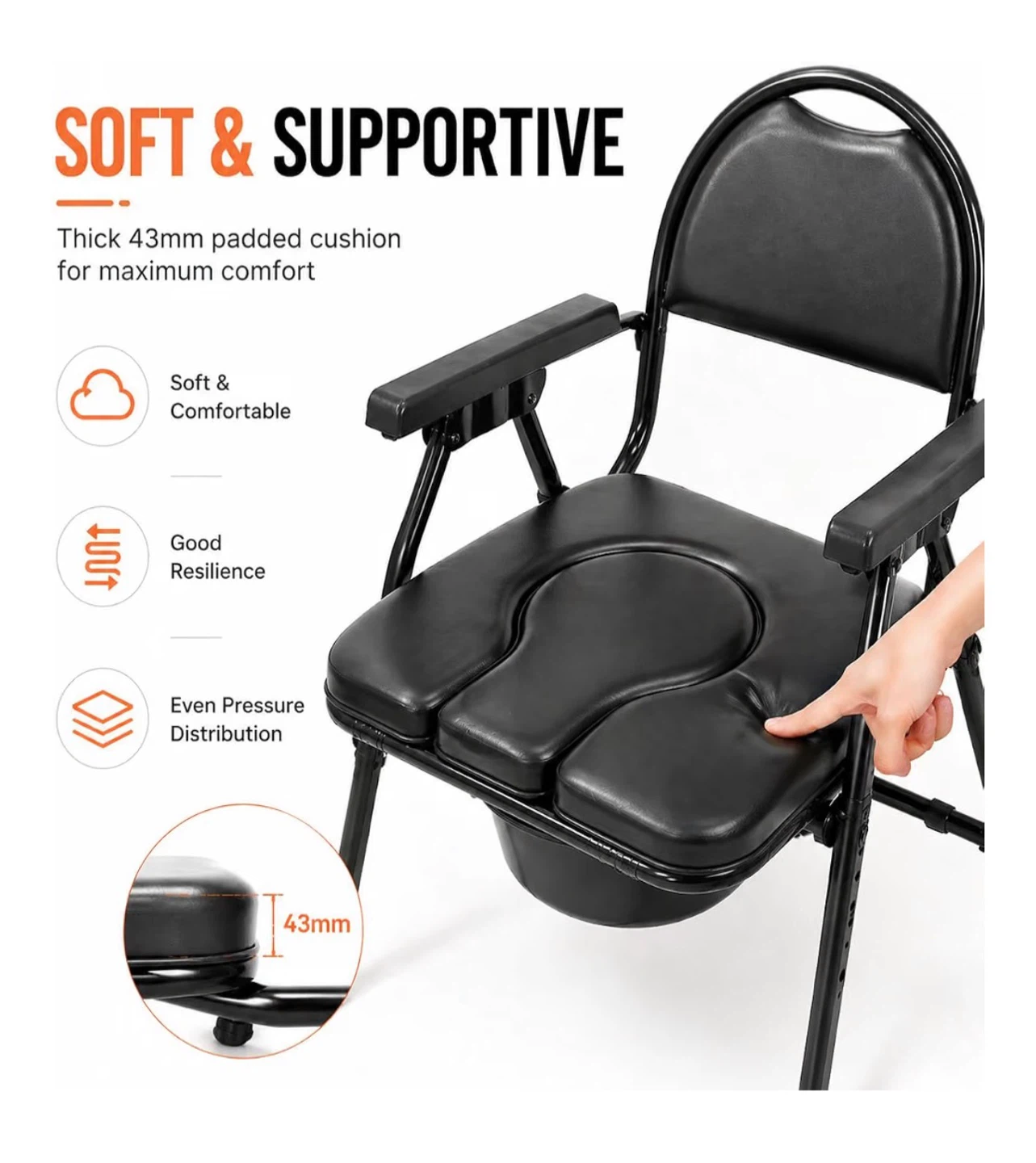 4-in-1 Folding Bedside Commode Chair - photo 4