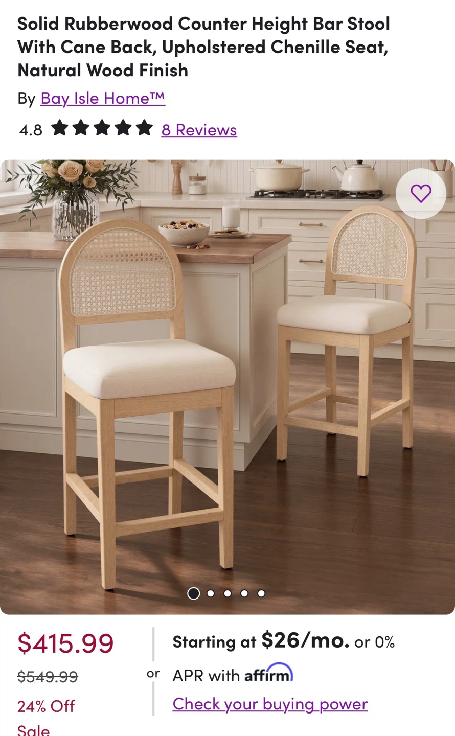 Farmhouse Rattan Counter Height Bar Stools Set of 2)Brand NEW