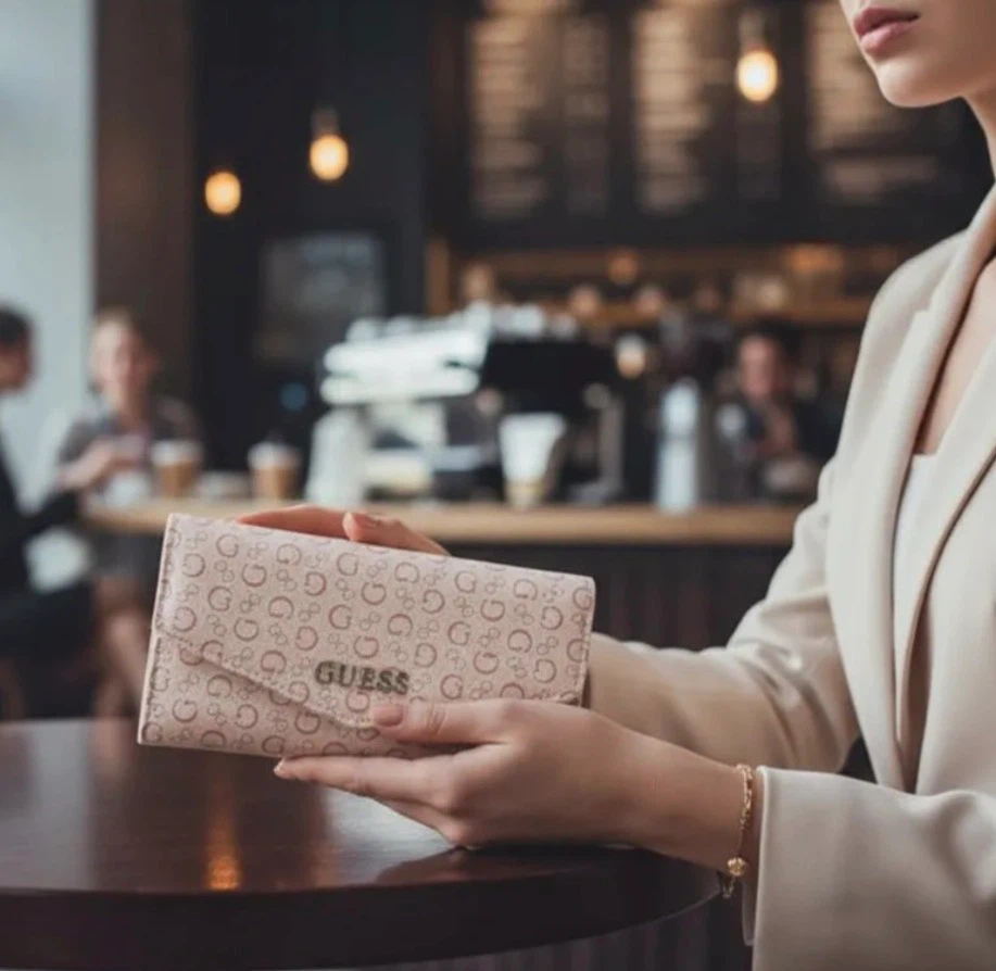Guess Signature Logo Wallet in Blush