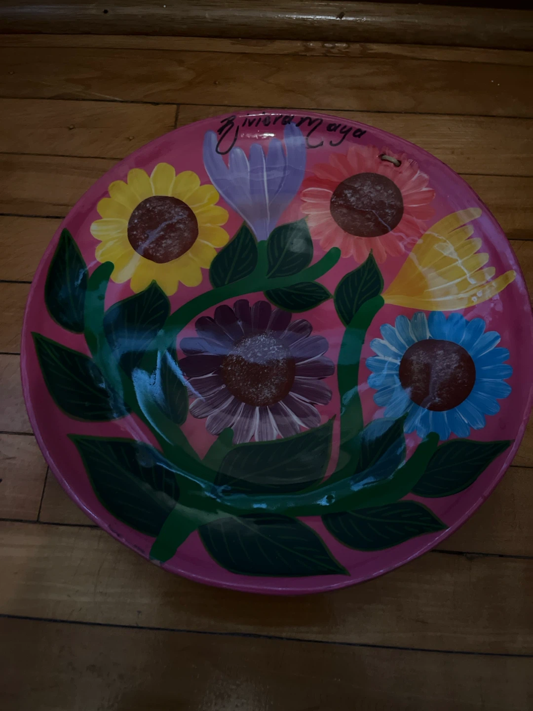 Hand-Painted Riviera Maya Floral Decorative Plate