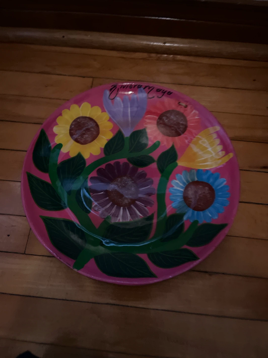 Hand-Painted Riviera Maya Floral Decorative Plate - photo 3