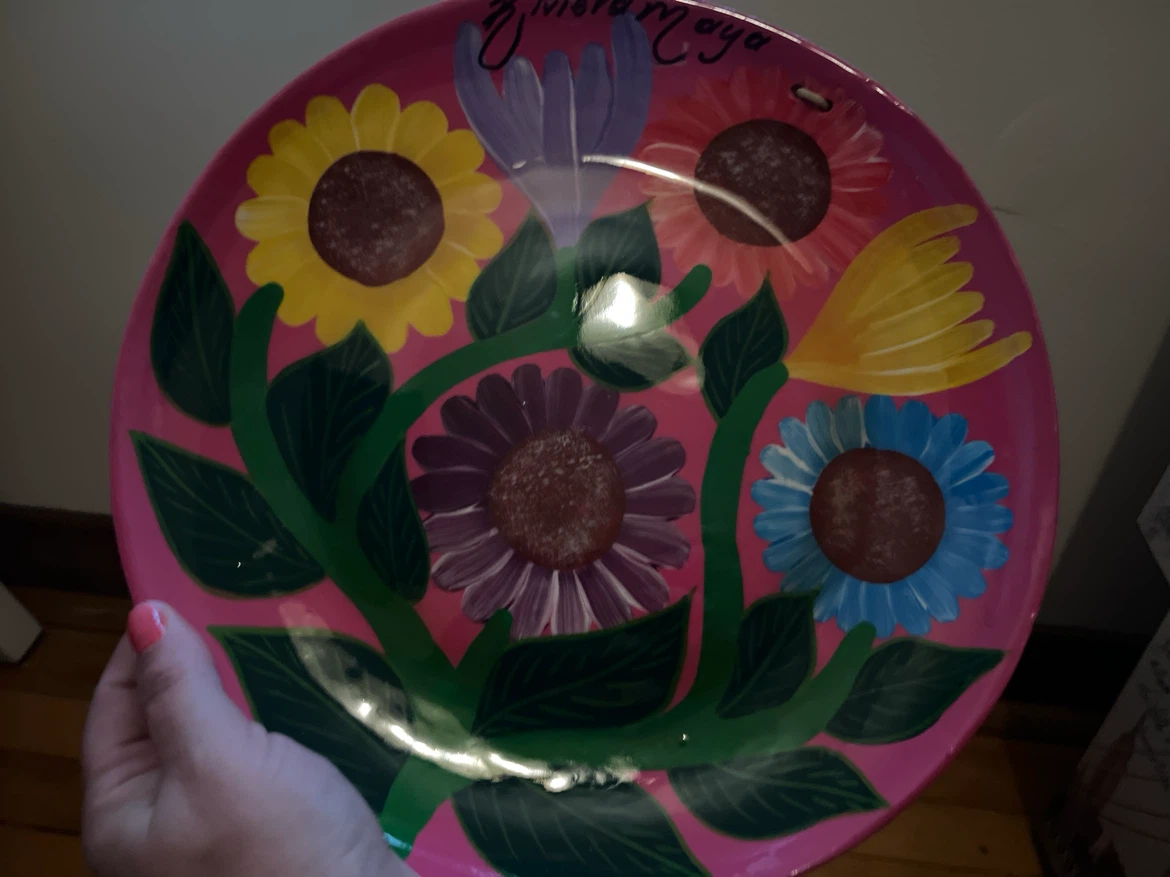 Hand-Painted Riviera Maya Floral Decorative Plate - photo 4