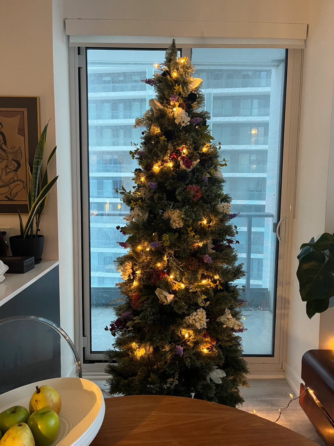 Narrow Christmas Tree with Base