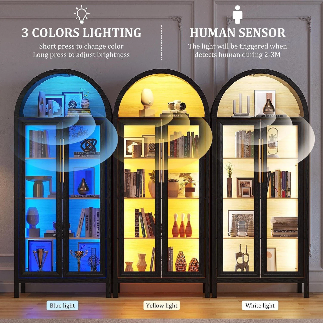 Glass Pantry Cabinet / LED Curio Case - Black (BRAND NEW)