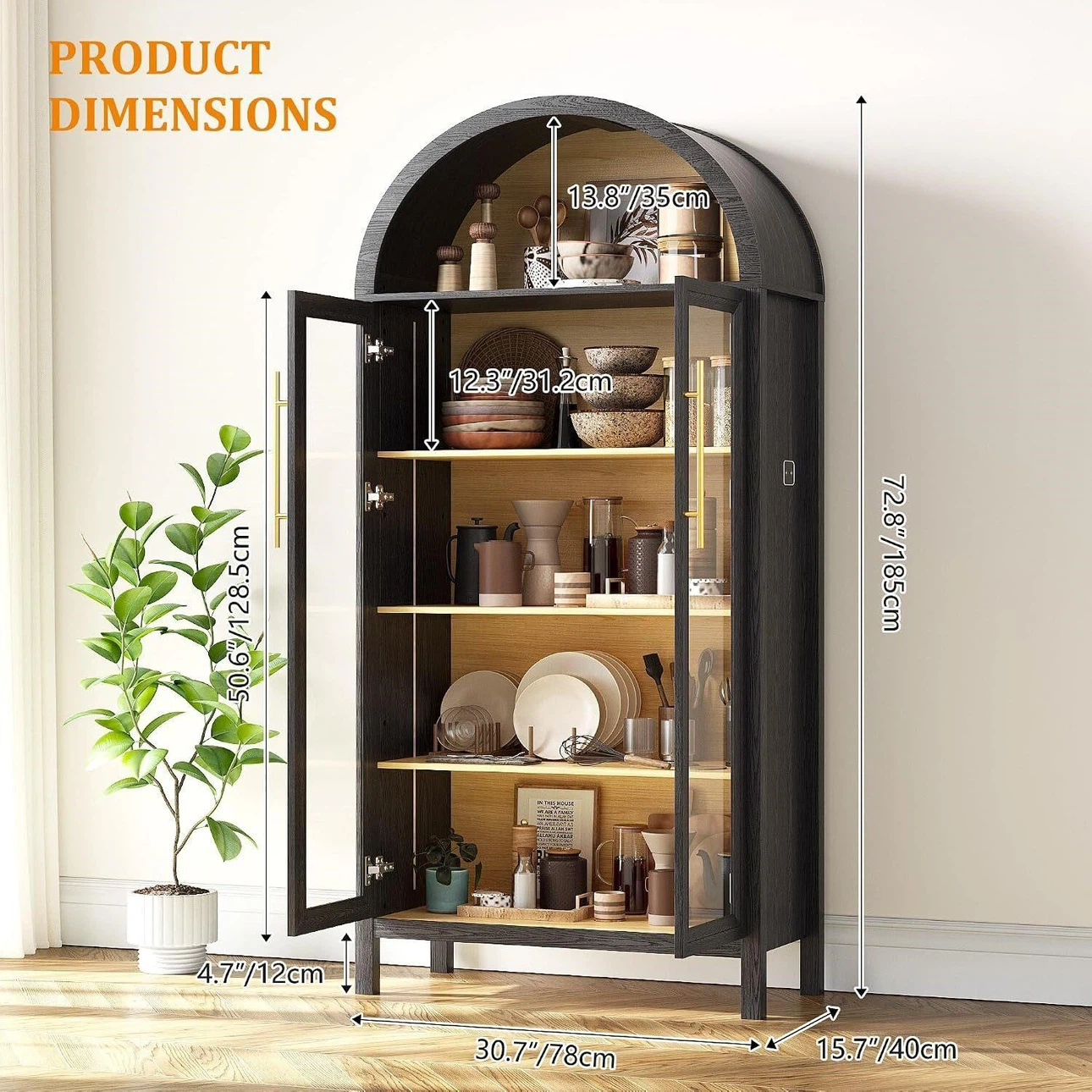 Glass Pantry Cabinet / LED Curio Case - Black (BRAND NEW) - photo 3