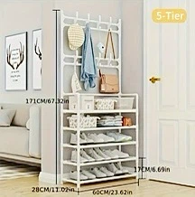 5-Tier White Metal Shoe Rack and Hanger - photo 5