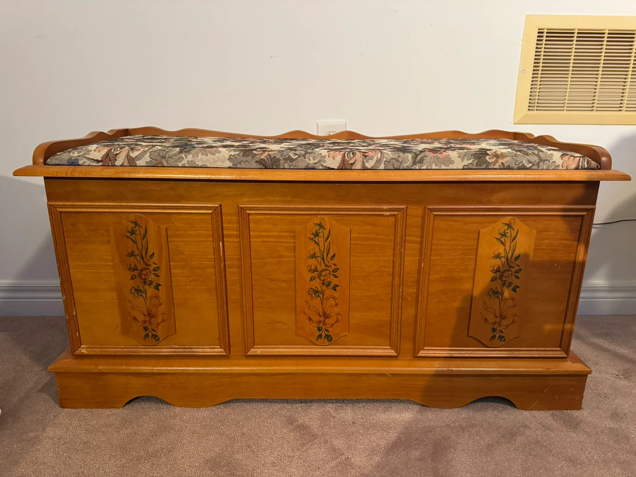 Vintage Floral Padded Wooden Storage Chest