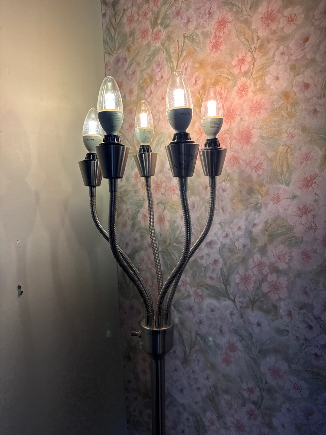 Brushed Nickel Five-Light Floor Lamp