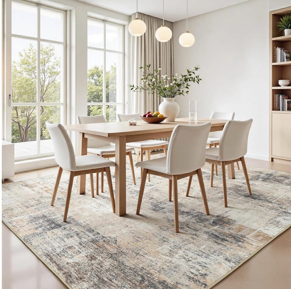 Machine Washable Distressed Area Rug 8x10 ft