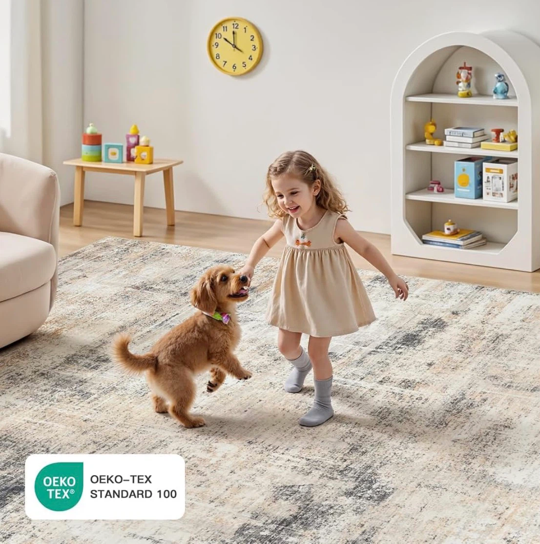 Machine Washable Distressed Area Rug 8x10 ft - photo 3