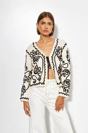 LINE Abstract Garden Knit Cardigan size Large