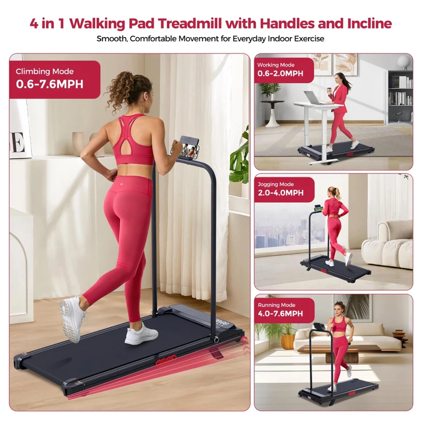 Small Treadmill for Home, Walking Pad Treadmill with Incline - photo 2