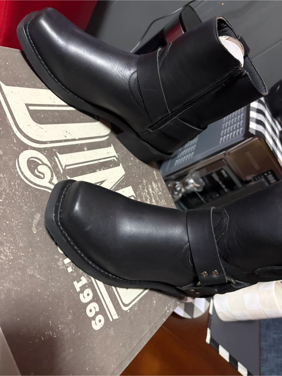 Dingo 1969 Black Leather Harness Boots