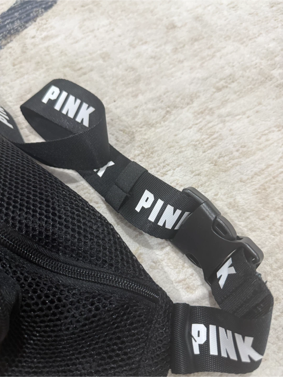PINK Black Mesh Belt Bag - photo 2