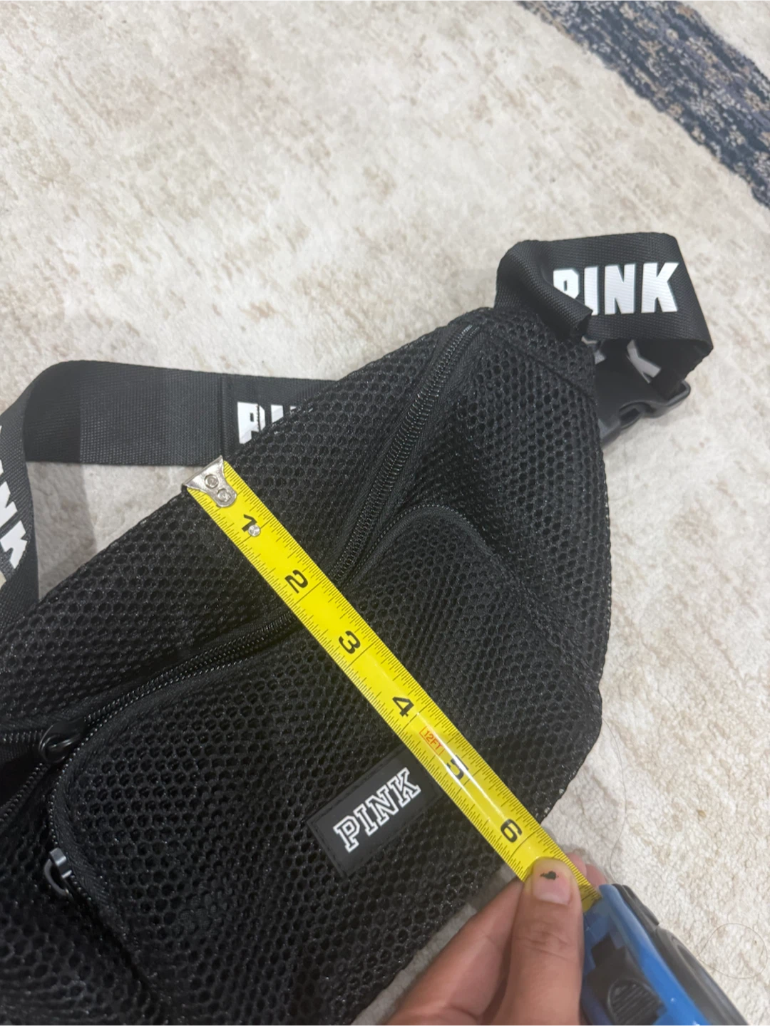 PINK Black Mesh Belt Bag - photo 5
