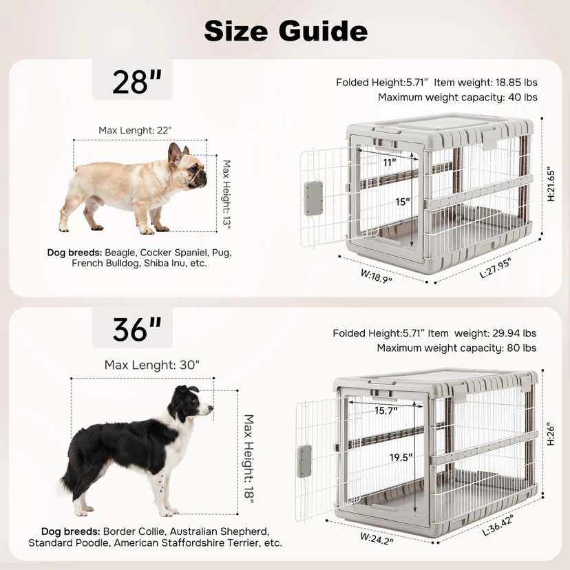 ZOMISIA Collapsible Dog Crate for Large Dogs - photo 2