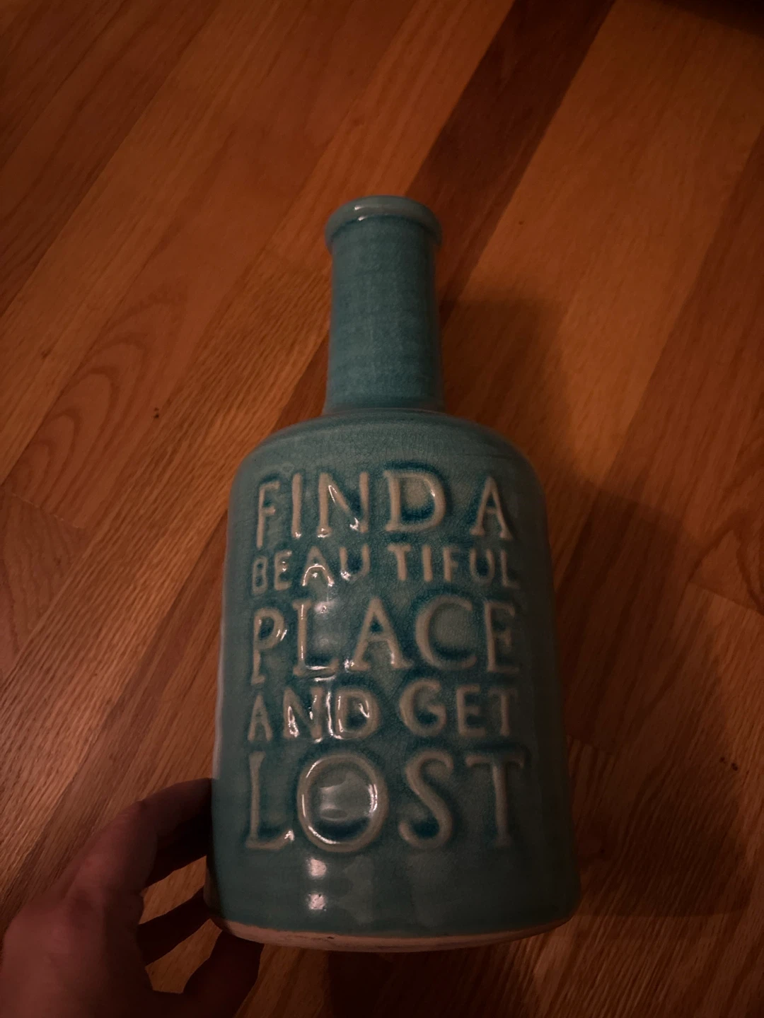 Blue decorative ceramic bottle