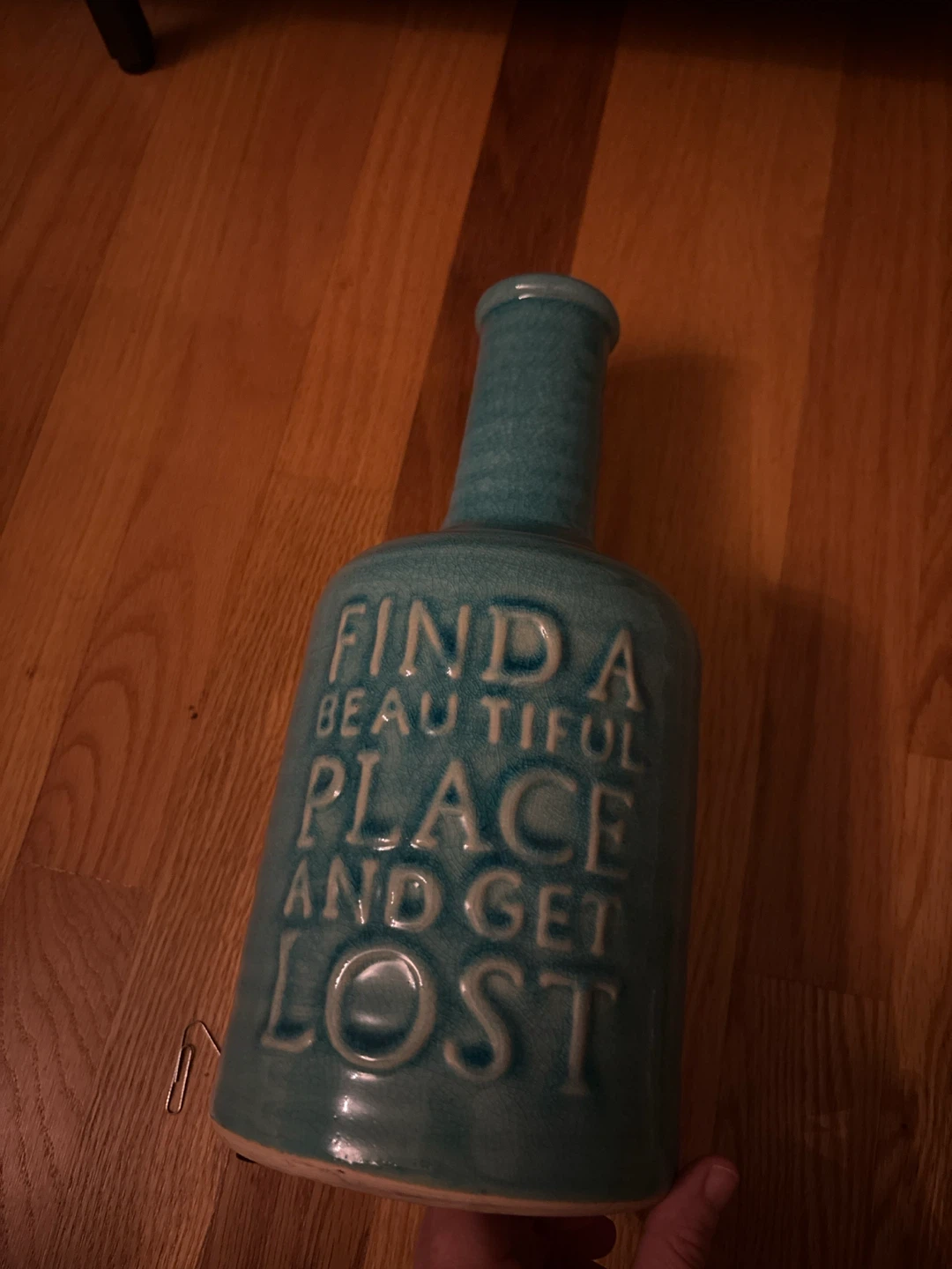 Blue decorative ceramic bottle - photo 2