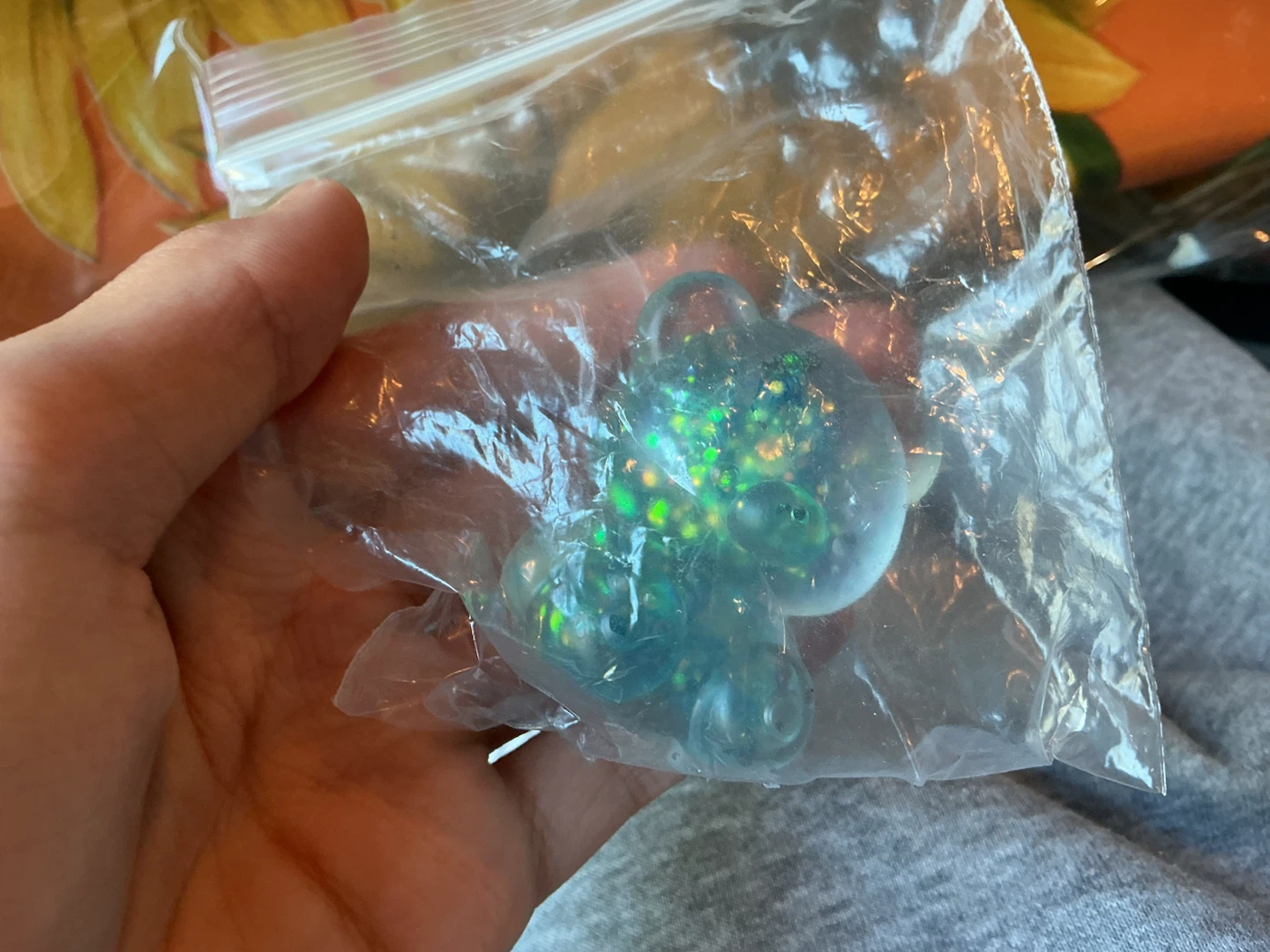 Clear blue glitter bear maltose squishy