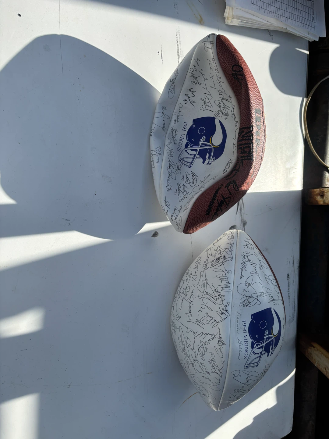 Two Autographed 1991 & 1998 Minnesota Vikings Wilson Footballs - photo 2