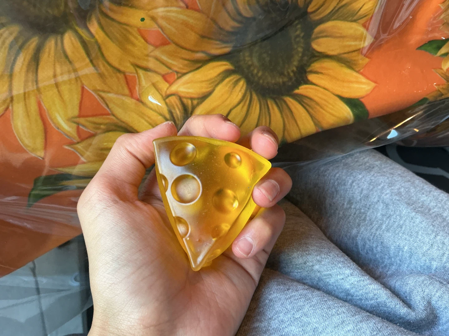 Yellow Cheese Squeezable Stress Toy