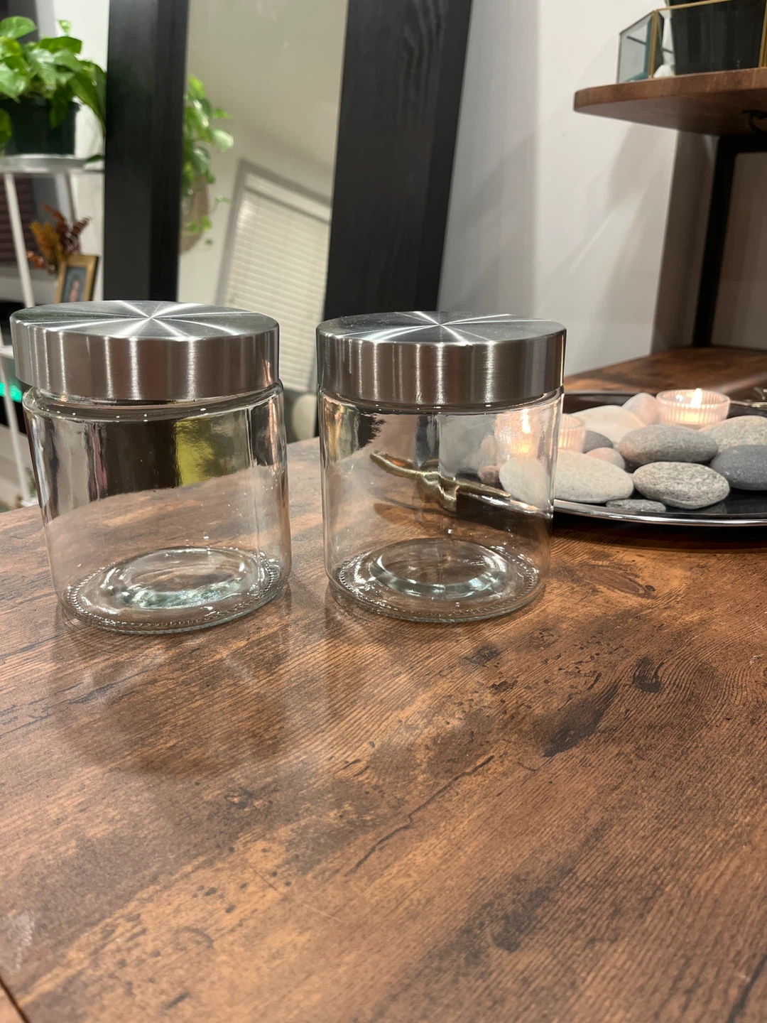 Set of 2 Glass Storage Jars with Metal Lids - photo 2