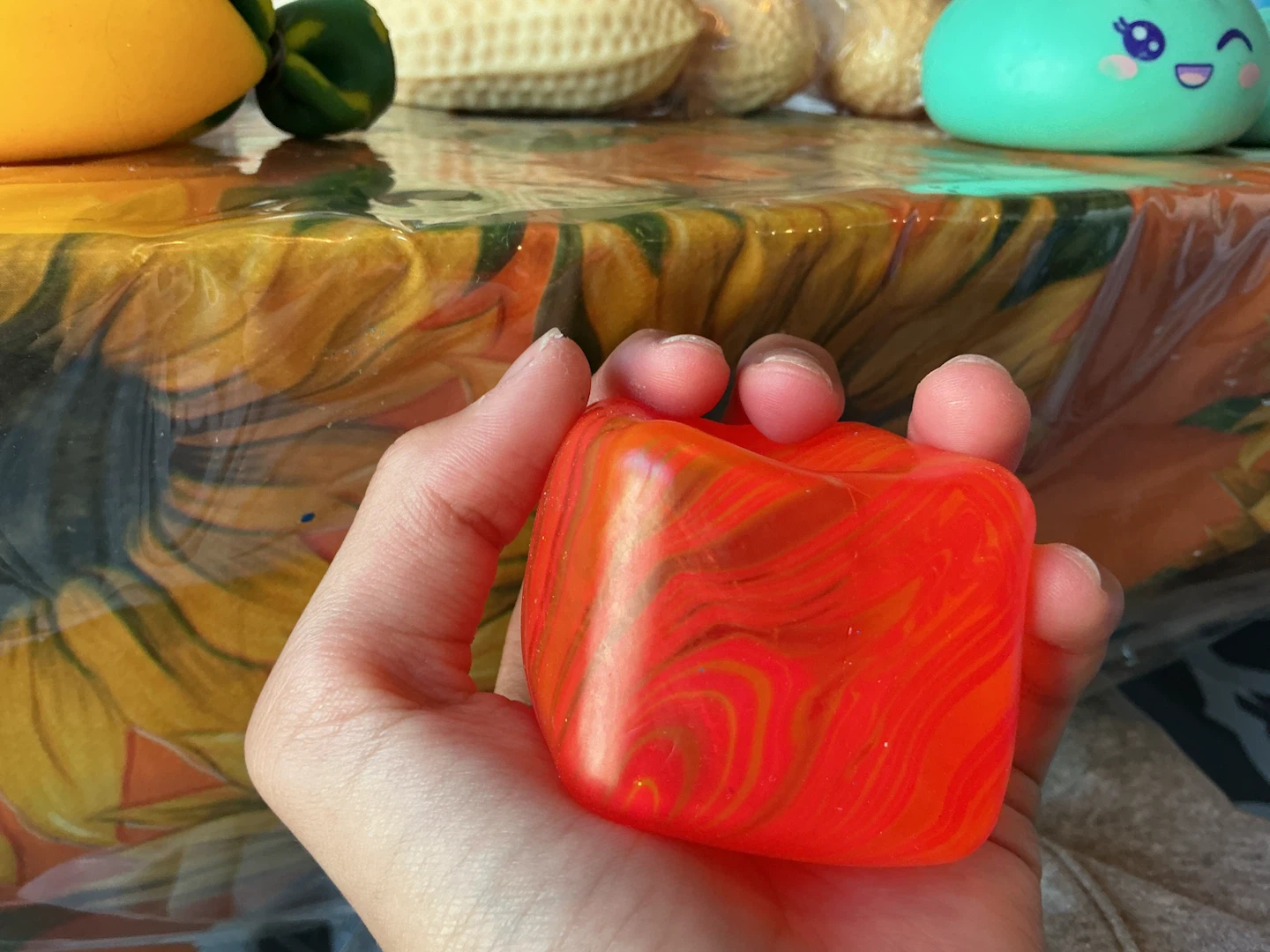 Orange and red swirl stress cube - photo 3