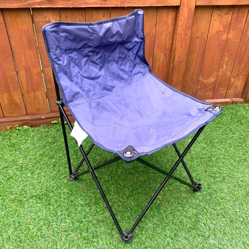 Blue folding camp chair