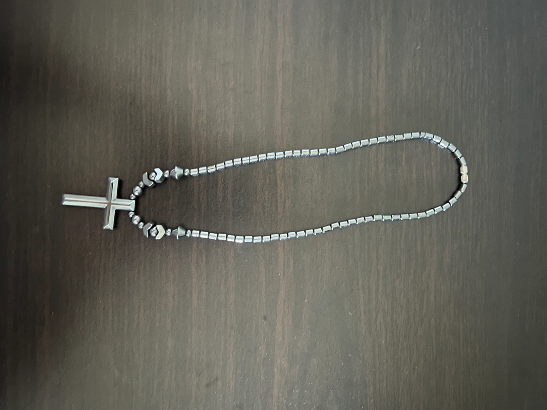 Hematite Bead Cross Necklace