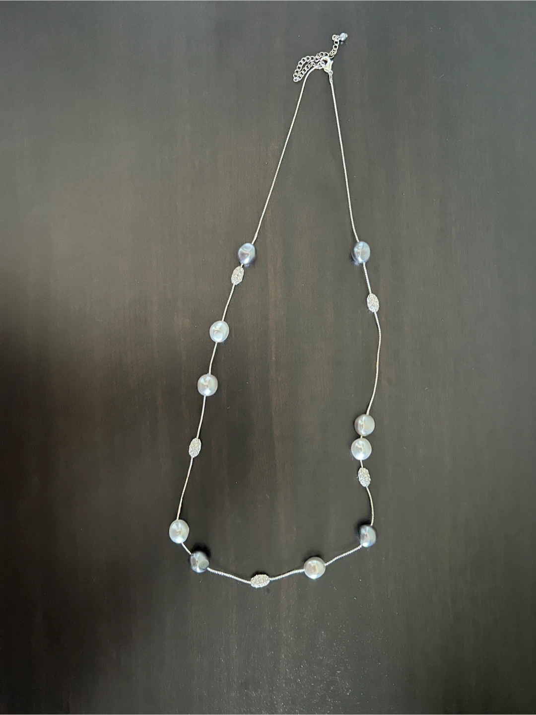 Silver-Tone Necklace with Faux Pearl Accents