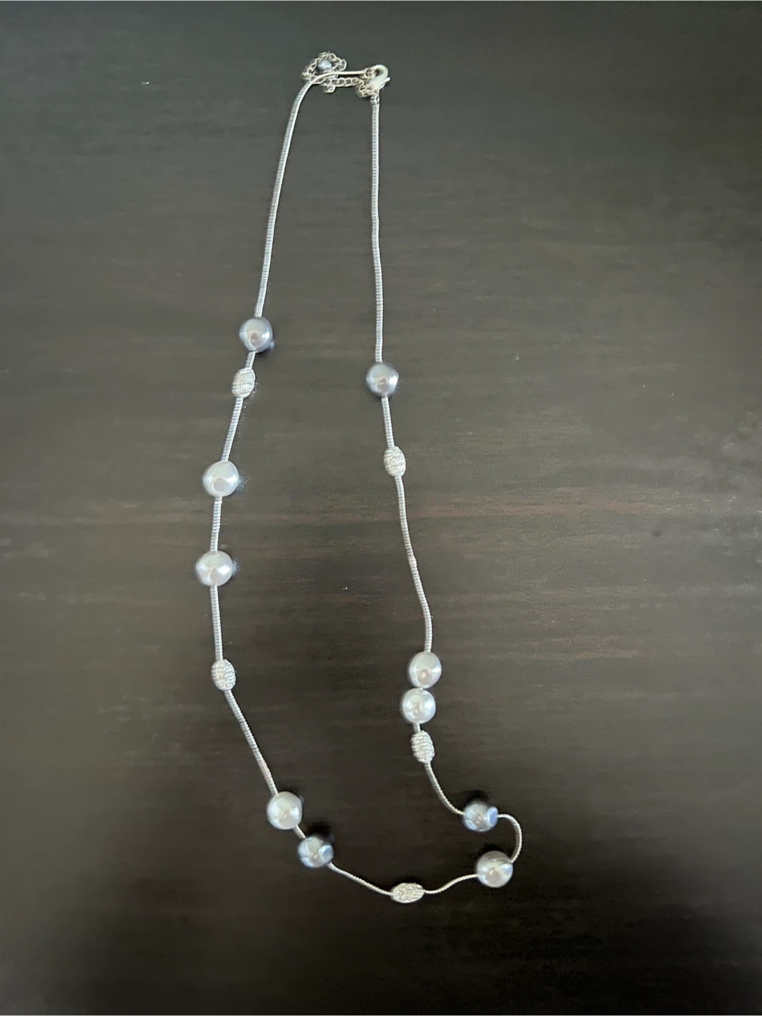 Silver-Tone Necklace with Faux Pearl Accents - photo 2