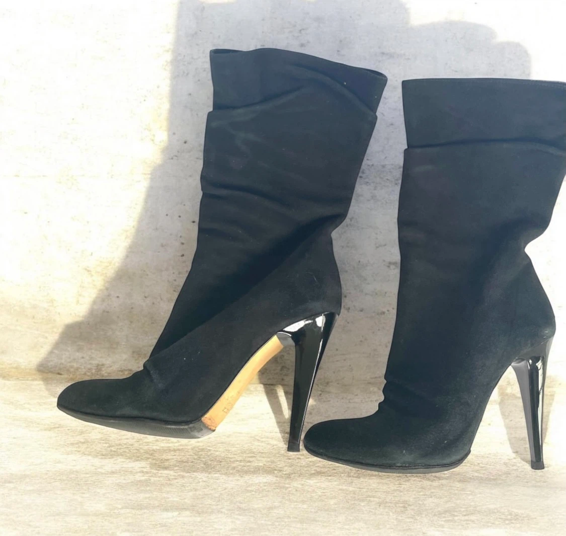 Tuna Suede Stiletto Boots, Size 39