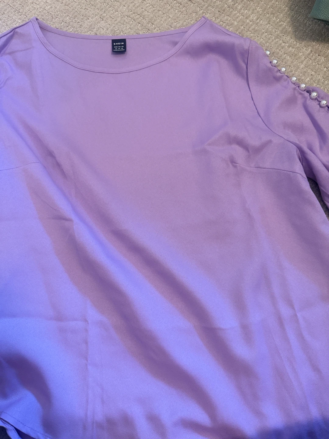 SHEIN Lavender Pearl Detail Blouse - photo 3