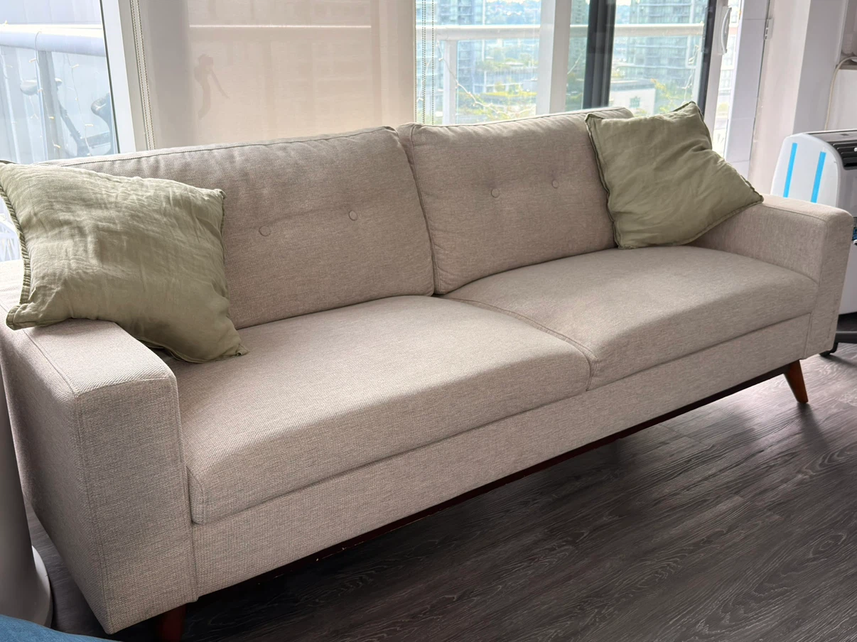 Light Grey Mid-Century Modern 3-Seater Sofa