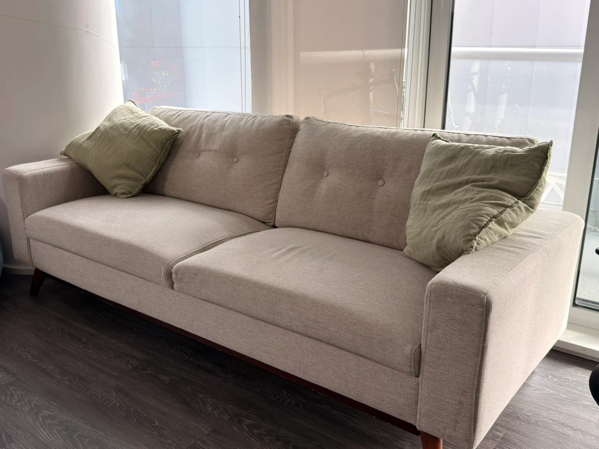 Light Grey Mid-Century Modern 3-Seater Sofa - photo 2