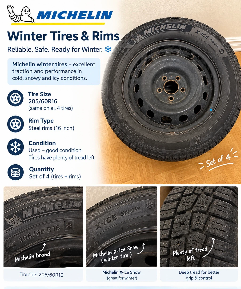 ❄️ Michelin Winter Tires with rims – Set of 4 ❄️