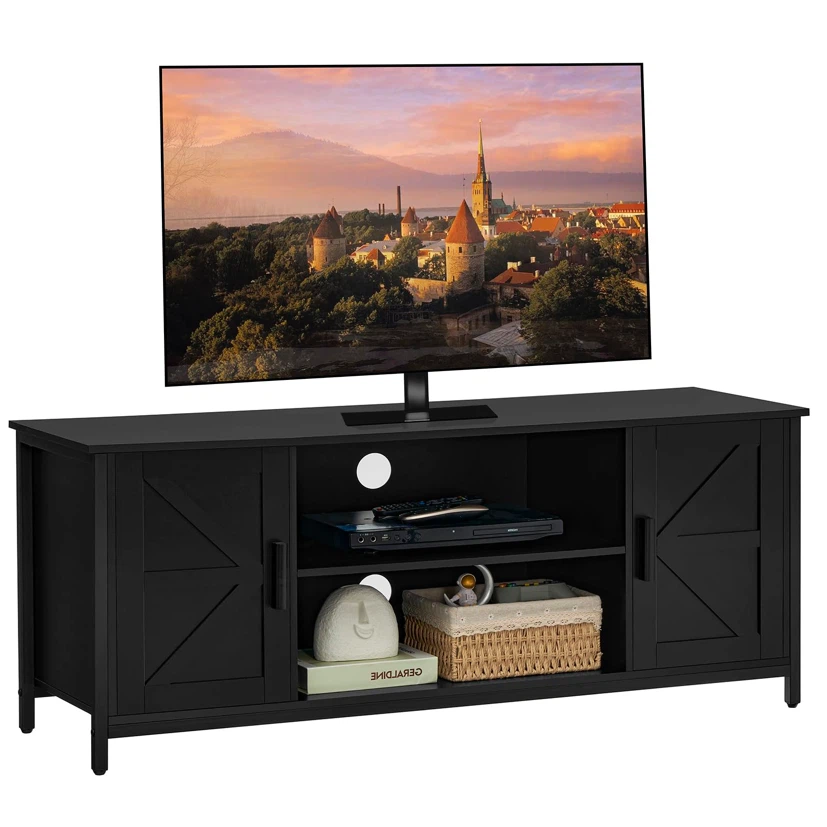 WEENFON Farmhouse Wood TV Stand for up to 55 Inch TV