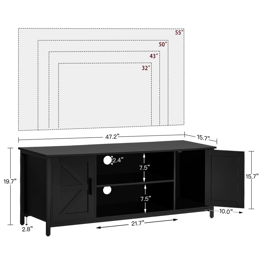 WEENFON Farmhouse Wood TV Stand for up to 55 Inch TV - photo 2