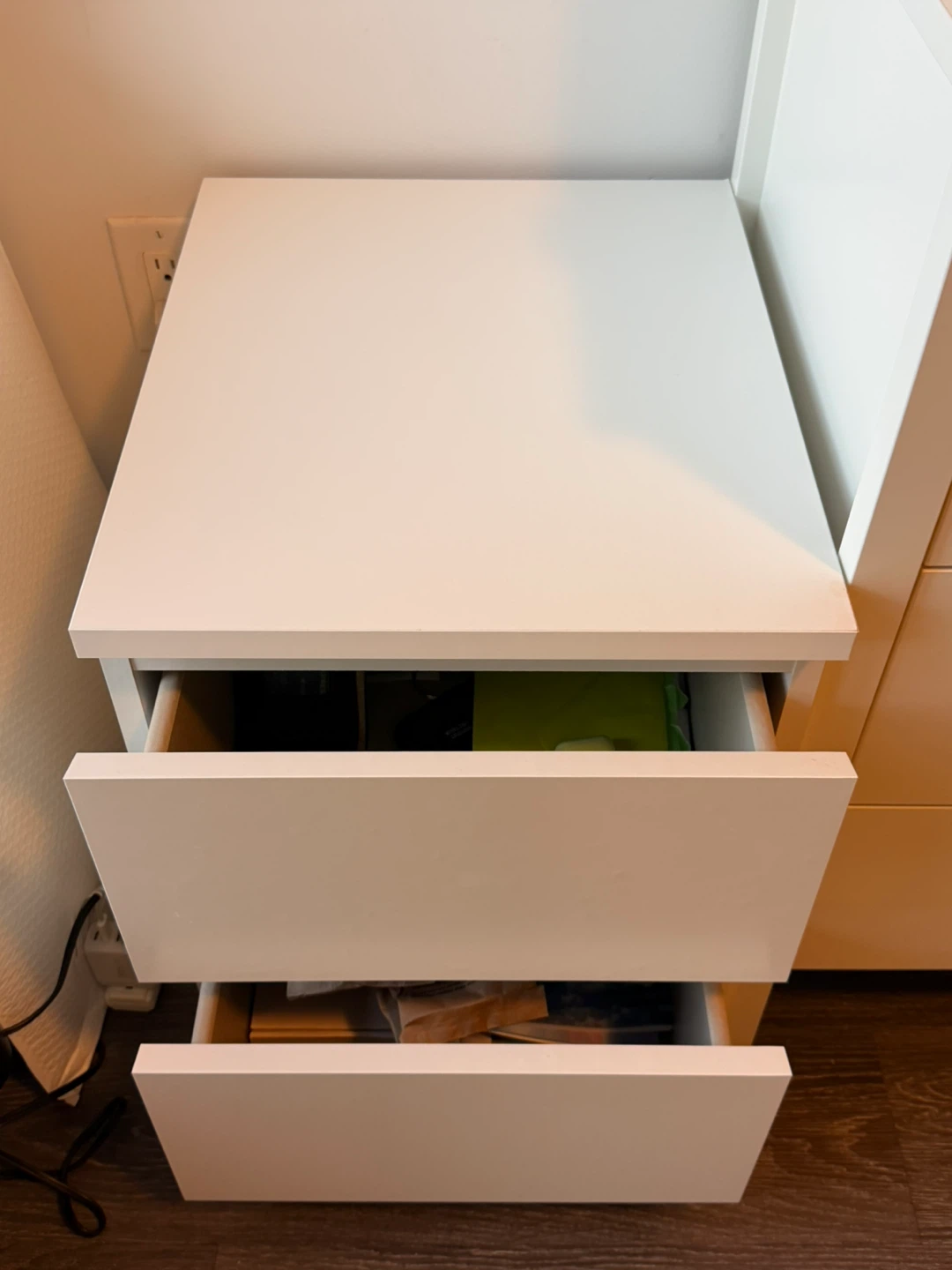 White IKEA STORKLINTA 2-Drawer Nightstand