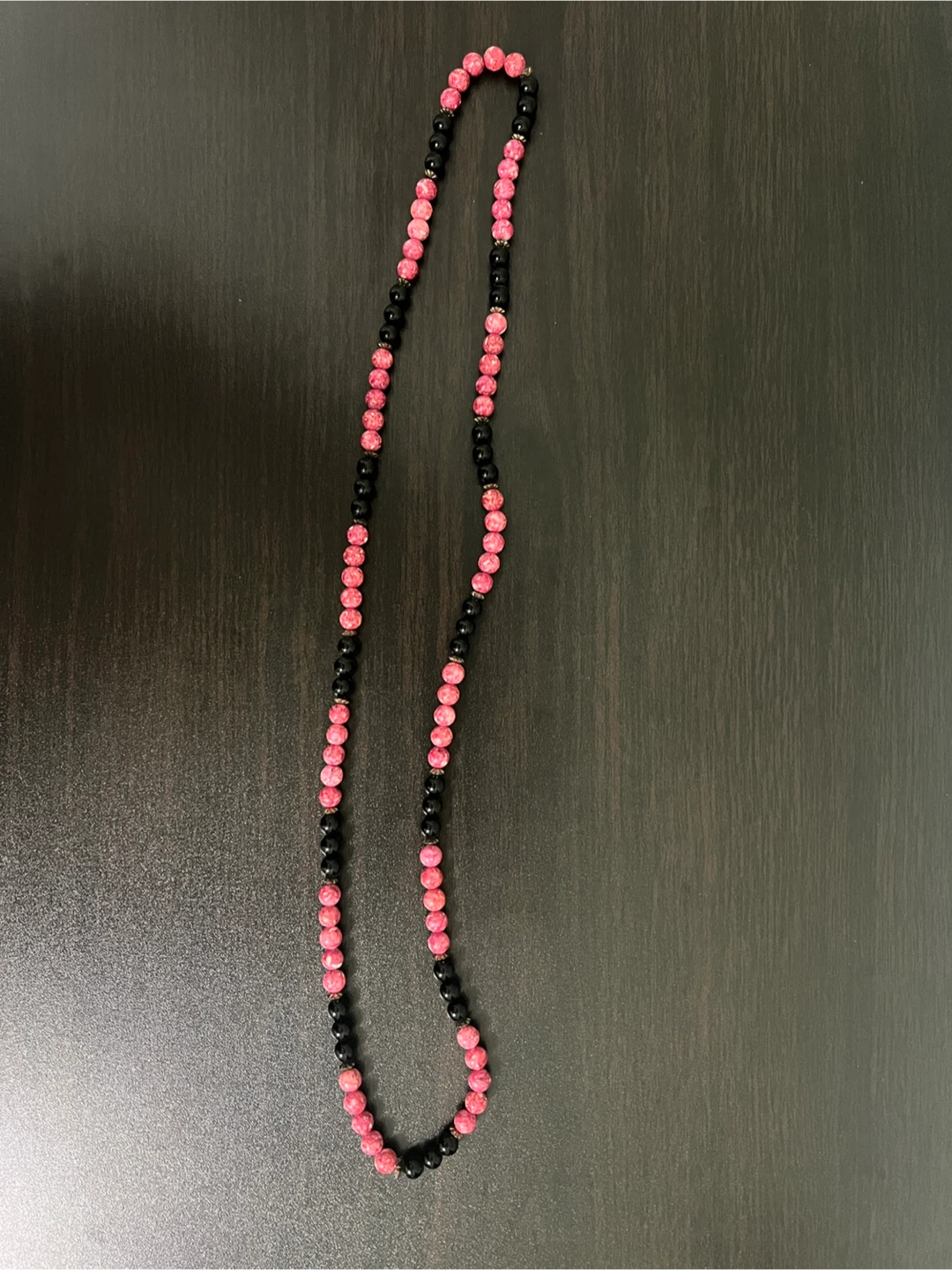 Pink and Black Beaded Necklace