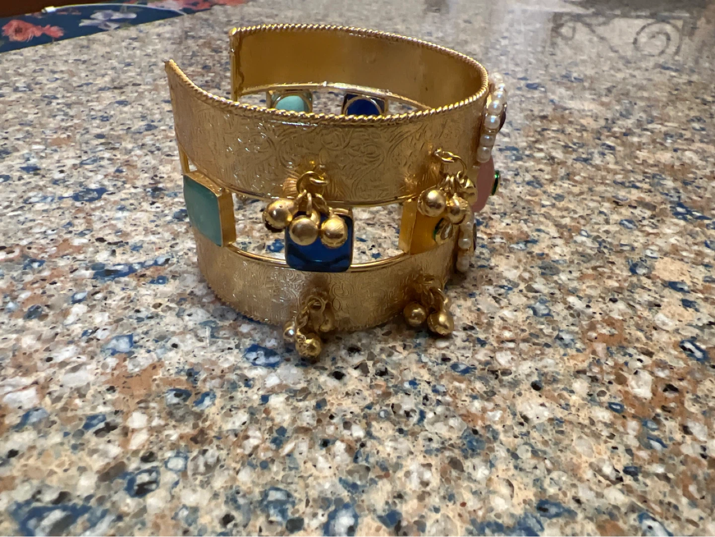 Indian Decorative Gold-Tone Cuff Bracelet - photo 2