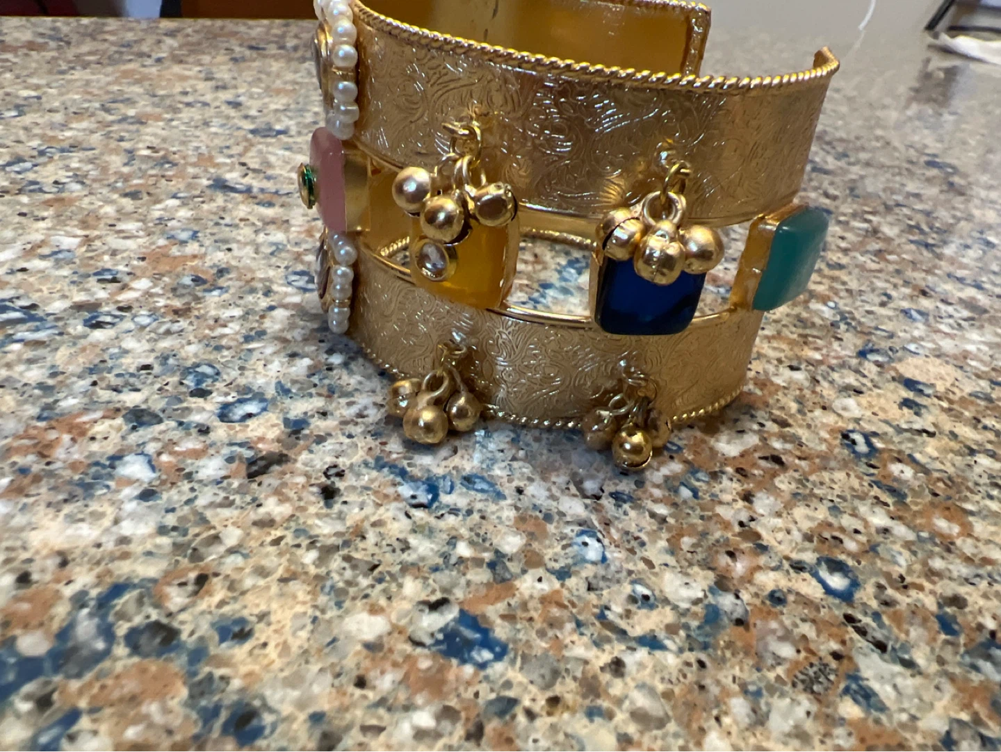 Indian Decorative Gold-Tone Cuff Bracelet - photo 3