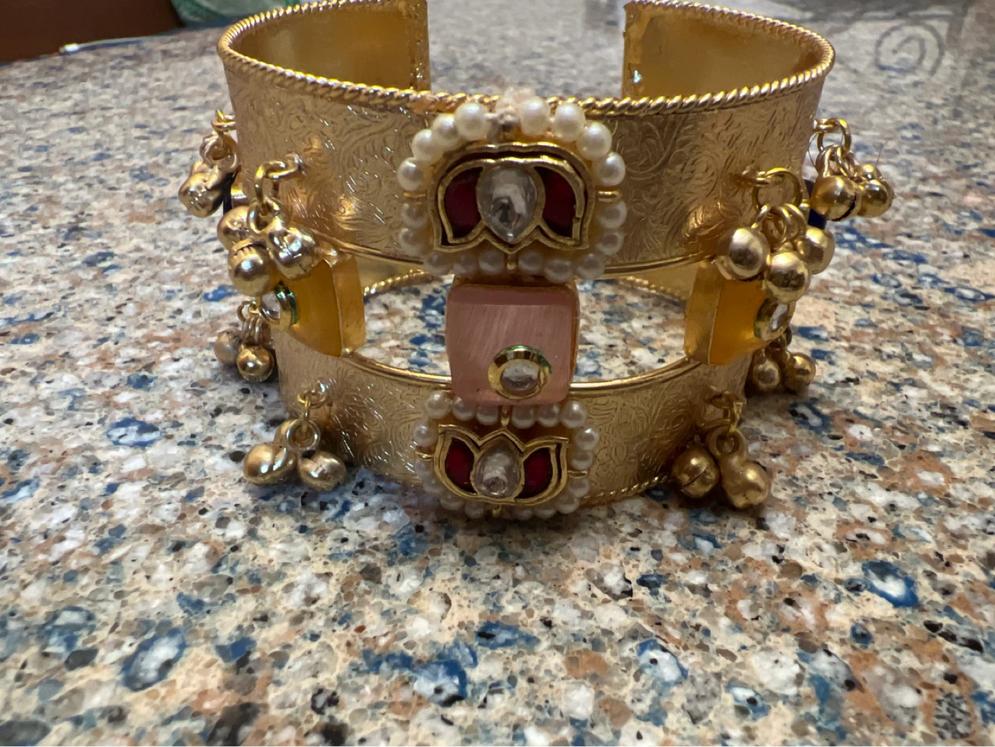 Indian Decorative Gold-Tone Cuff Bracelet - photo 4