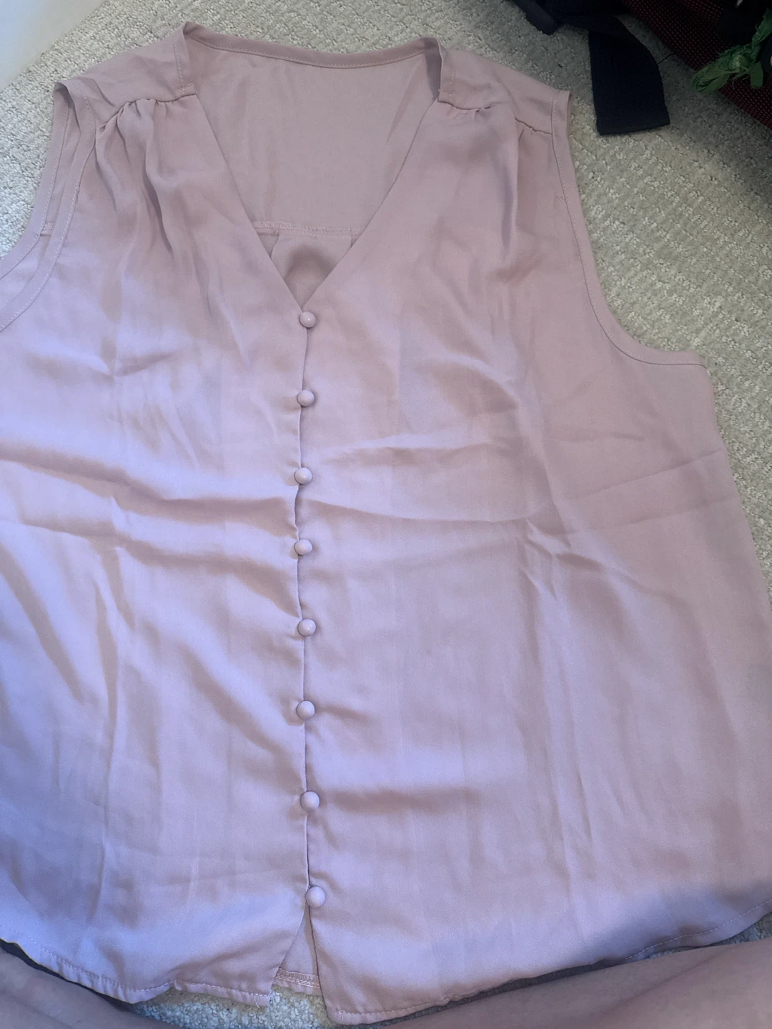 SHEIN Mauve Button-Front Sleeveless Blouse - photo 2