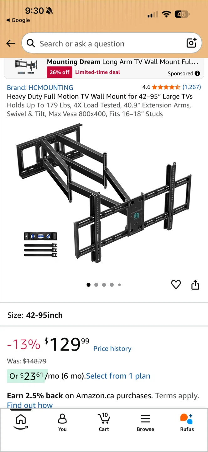 HCMOUNTING Heavy Duty Full Motion TV Wall Mount